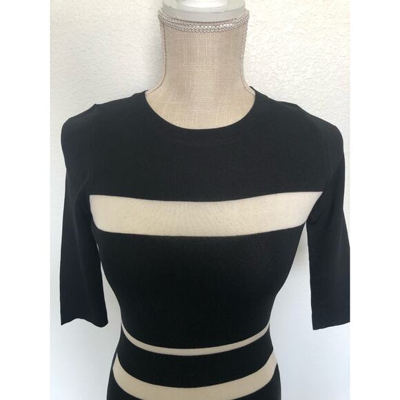 Uniq Black and Silver Bodycon Three Quarter Sleeve Sweater Dress - S/M - Picture 2 of 4